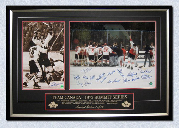 1972 Summit Series Team Canada Victory Team Signed by 16 Players 28x40 Frame /72