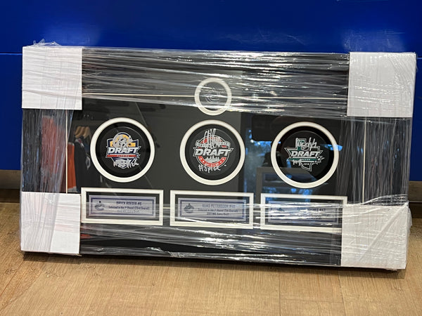 Boeser, Pettersson, Hughes Signed Draft w/ Inscription