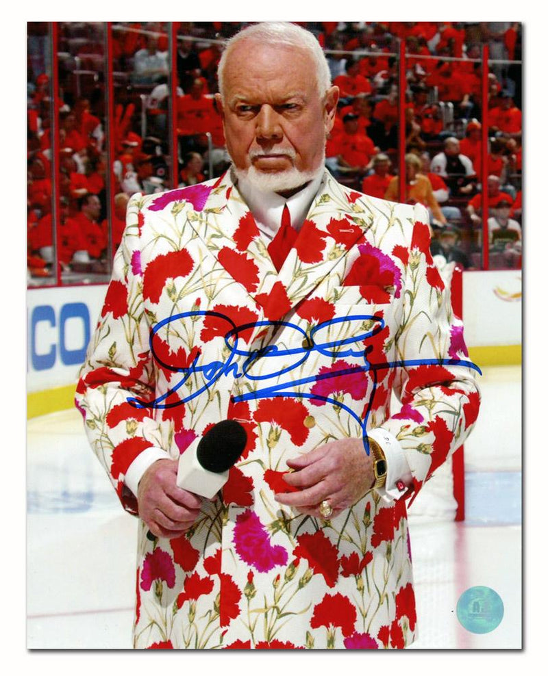 Don Cherry Autographed On Ice in Carnation Suit 8 x 10 Photo Framed