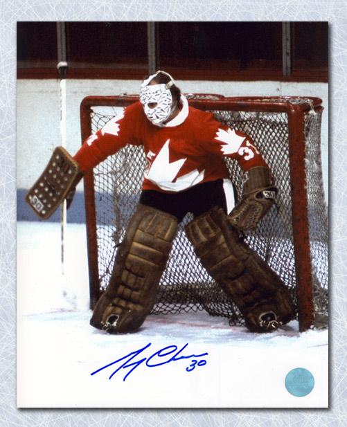 Gerry Cheevers Team Canada Autographed 1976 Canada Cup Goalie 8x10 Photo