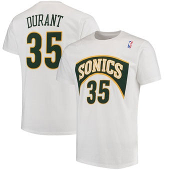 Seattle Supersonics Kevin Durant Name & Number T-Shirt