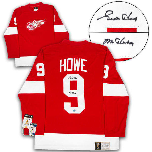 Gordie Howe Detroit Red Wings Autographed Fanatics Vintage Hockey Jersey with Mr. Hockey Note