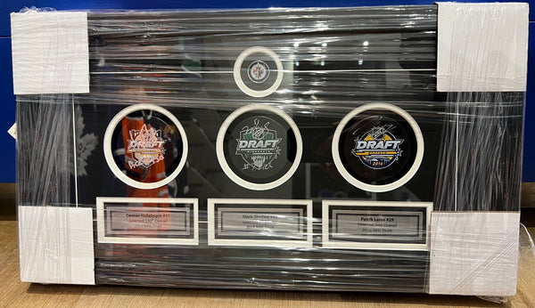 Hellebuyck, Sheifele, Laine Signed Draft w/ Inscription