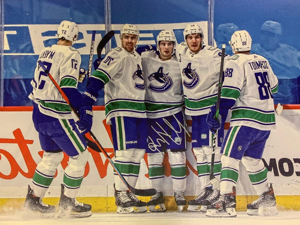 Vancouver Canucks Nils Hoglander Signed Canvas 20 x 29