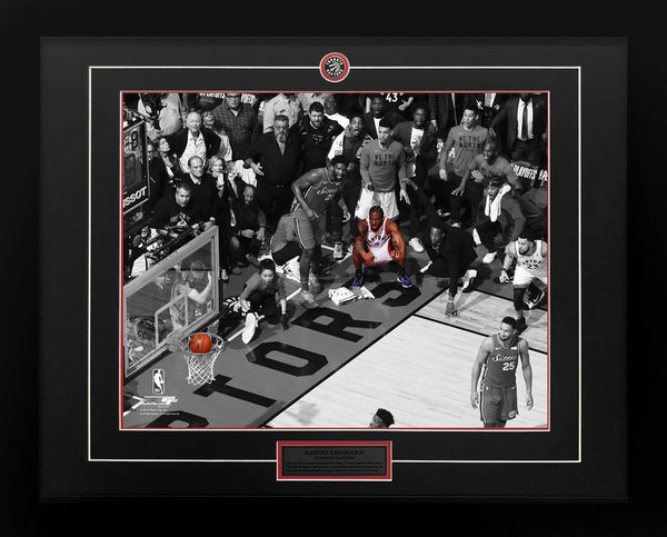 Kawhi Leonard Toronto Raptors 2019 Game 7 Buzzer Beater Spotlight 26x32 Framed