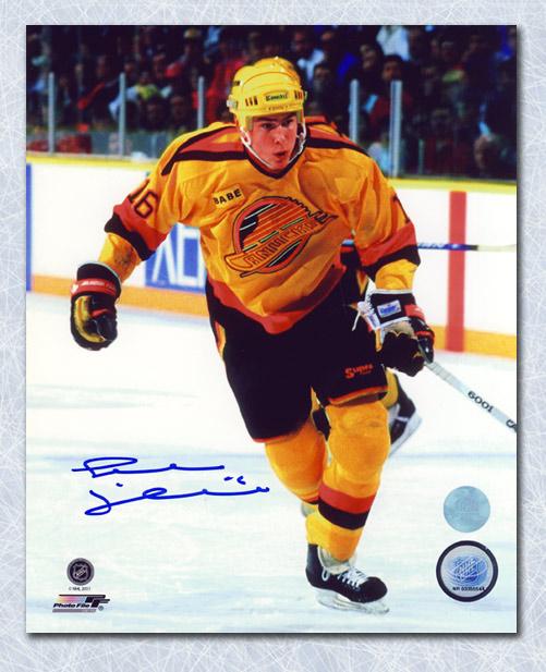 Trevor Linden Vancouver Canucks Autographed Yellow Jersey Rookie 8 x 10  Photo