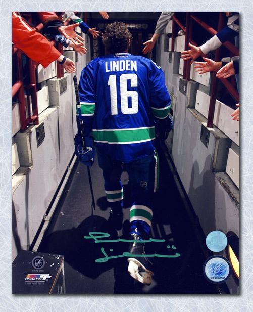 Trevor Linden Vancouver Canucks Autographed Reverse Tunnel Walk 8 x 10 Framed Photo