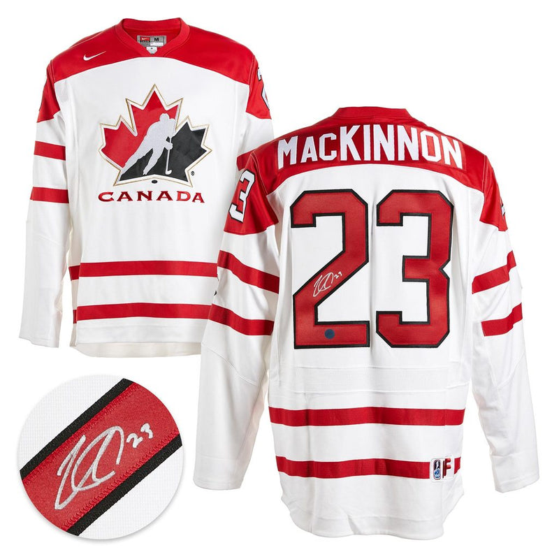 Nathan MacKinnon Team Canada Autographed White Nike World Junior Hockey Jersey - Size MED