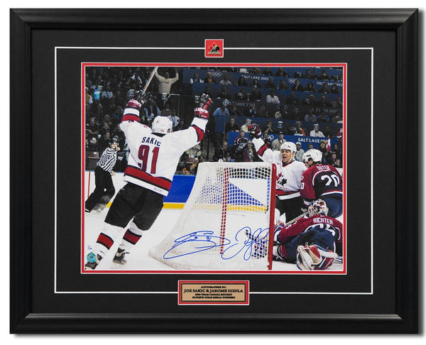Joe Sakic & Jarome Iginla Team Canada Dual Signed 2002 Olympic 26x32 Framed