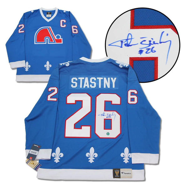 Peter Stastny Quebec Nordiques Autographed Fanatics Vintage Hockey Jersey