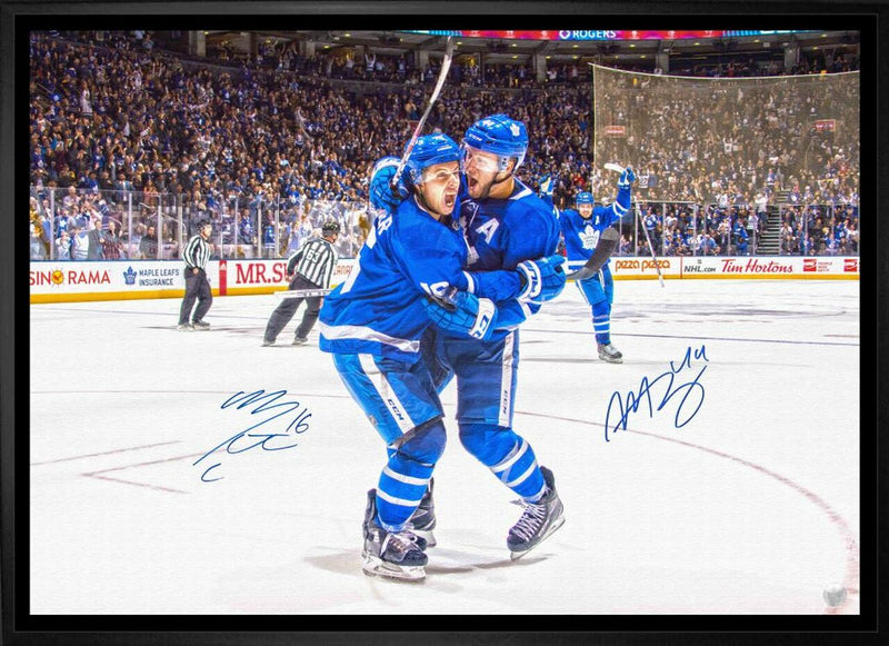 Toronto Maple Leafs Marner Rielly Dual Signed 20x29 Canvas Framed