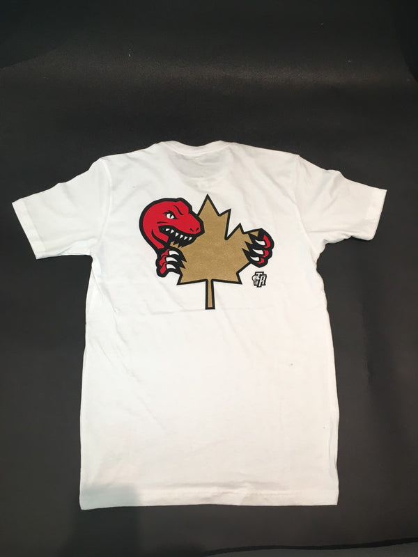 Canada Day Toronto Raptors Gold Bite White T-Shirt