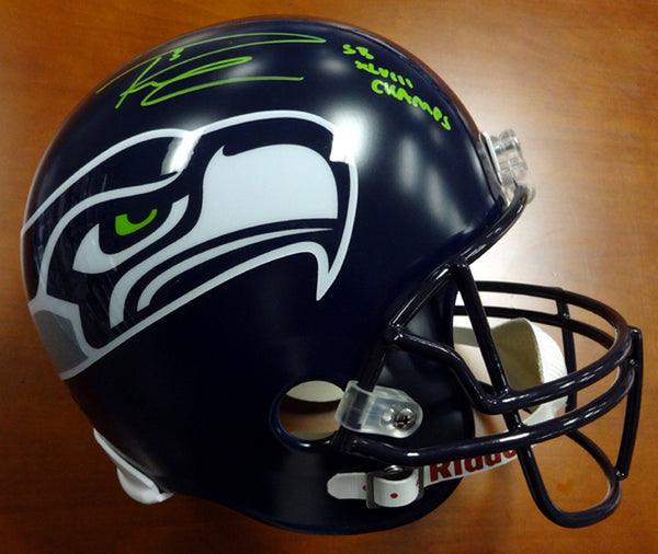 Russell Wilson Signed Seahawks Helmet w/ Inscription of Super Bowl Champs XLVII