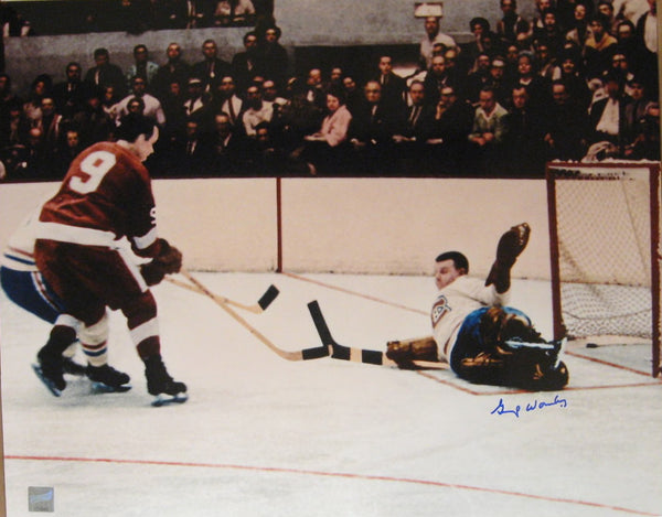 Montreal Canadiens Gump Worsley Signed 16x20 vs Howe Photo Framed