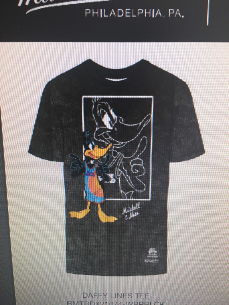 Space Jam Daffy Lines Black T-Shirt by Mitchell & Ness