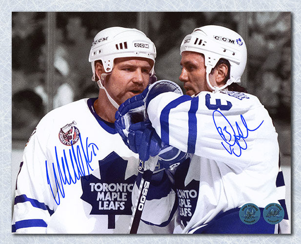 Doug Gilmour & Wendel Clark Toronto Maple Leaf Dual Signed Spotlight 11x14 Photo Framed
