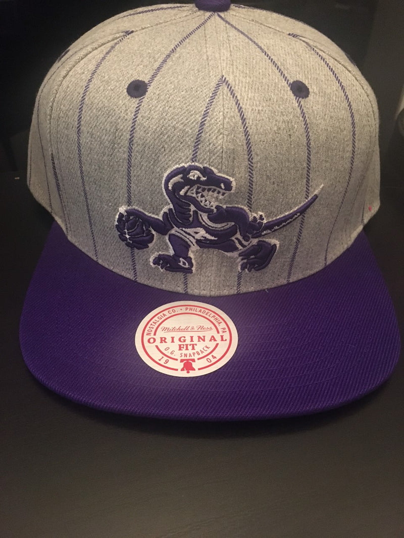 Toronto Raptors Purple Pinstripe Snapback Hat by Mitchell & Ness