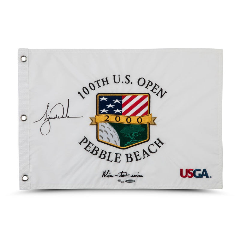 Tiger Woods Signed 100th US Open Pin Flag