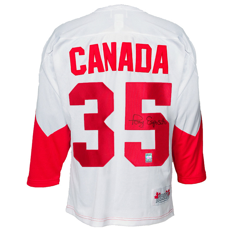 Team Canada Tony Esposito Signed 1972 Summit Series Away Jersey